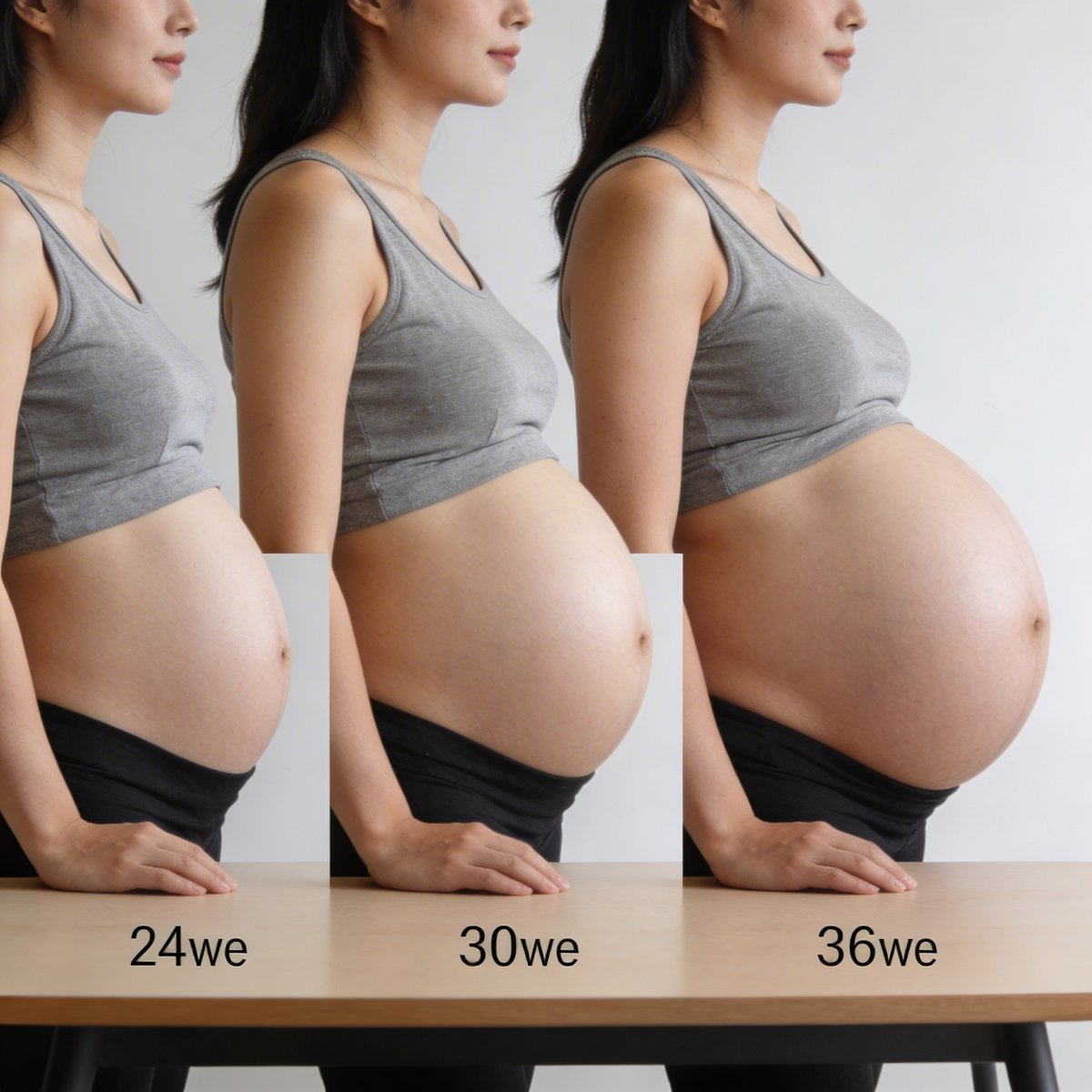 Calendario que indica las semanas óptimas para una sesión de fotos de embarazo entre las semanas 28 y 34