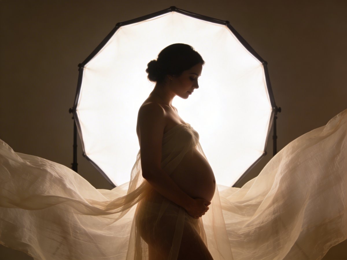 Selección de vestidos fluidos y ropa adaptada para sesión fotográfica de embarazo